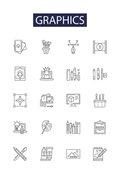 Gráficos Línea Vectorial Iconos Signos Diseño Arte Vector Renderizado Imagen — Vector de stock