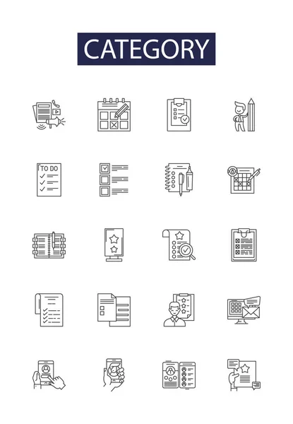 Category Line Vector Icons Signs Division Type Domain Genre Set — Stock Vector