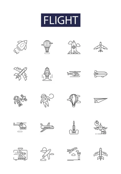 Εικονίδια Διάνυσμα Γραμμής Πτήσης Και Σημάδια Jet Αεροπλάνο Soar Fly — Διανυσματικό Αρχείο