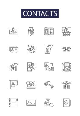 Bağlantı çizgisi vektör simgeleri ve işaretleri. Adres, Dizin, Ağ, Kitap, Liste, Bağlantılar, Grup, Bağlantı vektör ana hatları çizim seti