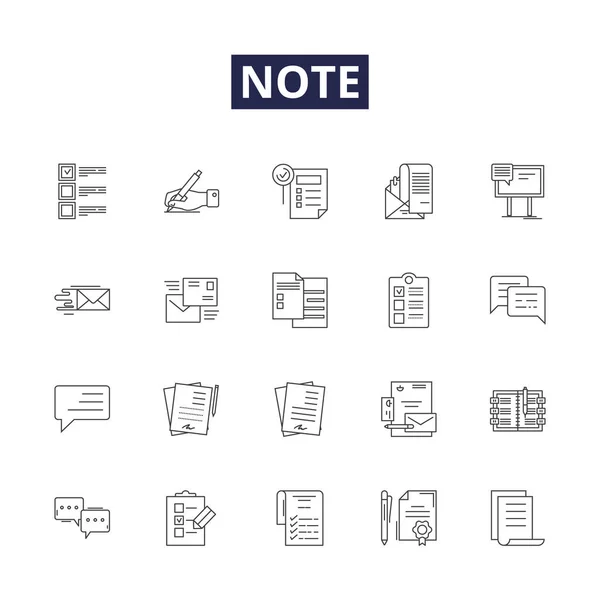 Ikony Znaménka Vektorových Čar Note Background Sheet Illustration Isolated Design — Stockový vektor