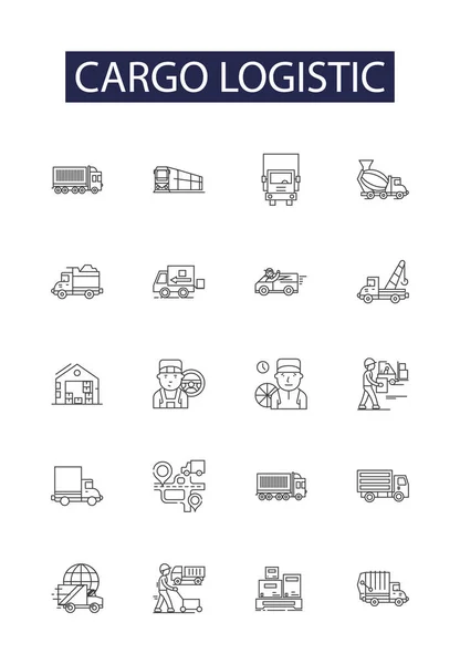 stock vector Cargo logistic line vector icons and signs. Logistics, Shipping, Delivery, Tracking, Transportation, Management, Warehousing, Container vector outline illustration set