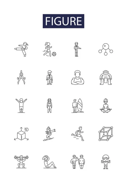 Figurenlinien Vektor Symbole Und Zeichen Form Umriss Skizze Silhouette Visage — Stockvektor