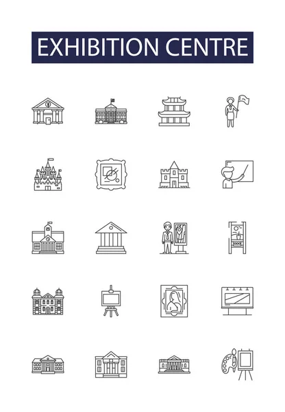 Векторные Иконки Знаки Выставочного Центра Центр Зал Шоу Рум Форум — стоковый вектор