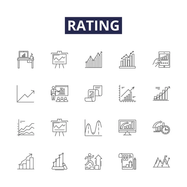 Linea Rating Icone Vettoriali Segni Valutare Punteggio Classificazione Giudicare Categorizzare — Vettoriale Stock