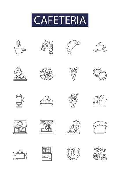 Iconos Signos Vectoriales Línea Cafetería Comedor Cafetería Patio Comidas Snack — Archivo Imágenes Vectoriales