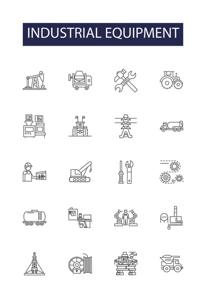 Equipo Industrial Línea Vectorial Iconos Signos Herramientas Industrial Equipo Fabricación — Archivo Imágenes Vectoriales