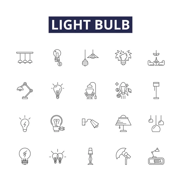 Знаки Знаки Вектора Линии Лампочки Лампочка Светящийся Светящийся Светящийся Светящийся — стоковый вектор