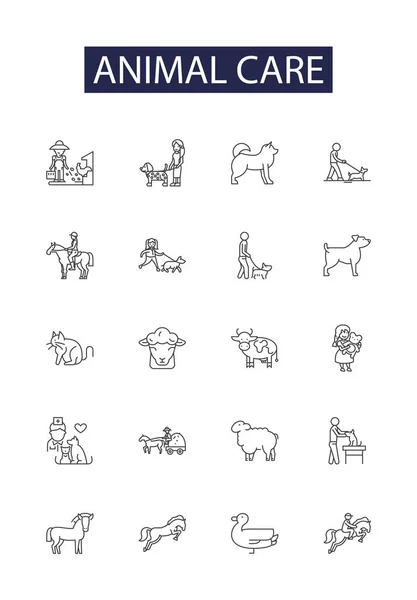 动物护理线向量图标和符号 宠物狗 繁育病媒图解集 — 图库矢量图片