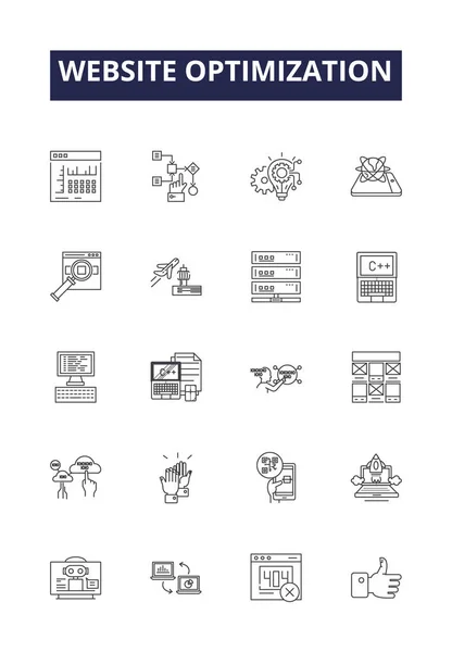 Векторні Піктограми Знаки Оптимізації Веб Сайту Технології Веб Бізнес Інтернет — стоковий вектор