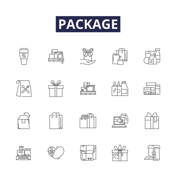 包装线向量图标和符号 集装箱 包装材料 — 图库矢量图片