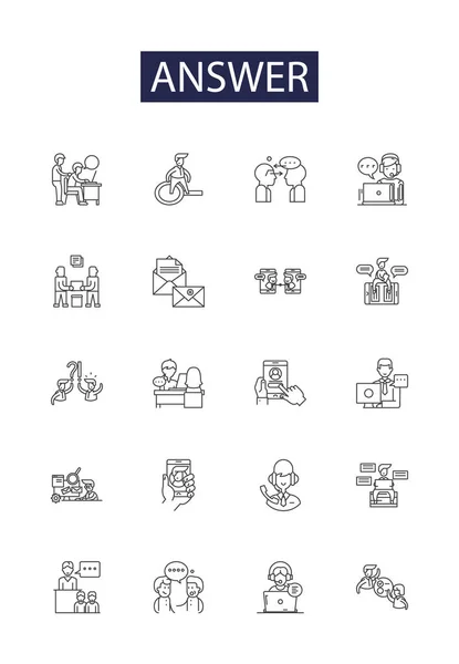 Answer Line Vector Icons Signs Solution Resolution Result Respond Replicate — Stock Vector