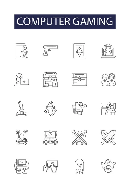 Векторные Иконки Знаки Компьютерных Игр Игры Консоль Стратегия Шутер Приключения — стоковый вектор