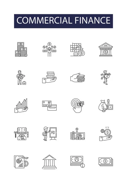 Знаки Знаки Векторной Линии Коммерческого Финансирования Набор Иллюстраций Коммерческим Кредитным — стоковый вектор