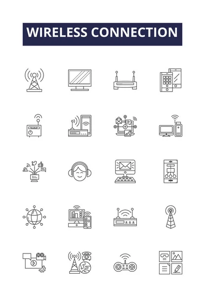 Ikony Znaki Wektorowe Przewodu Bezprzewodowego Połączenie Radio Powietrze Sieć Dostęp — Wektor stockowy