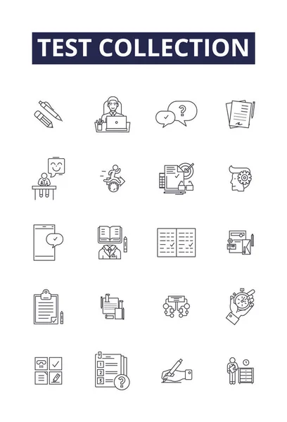 Test Collection Line Vector Icons Signs Collection Assortment Arrangement Set — Stock Vector