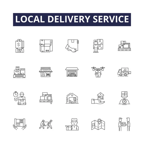 Ikony Značky Vektorových Linek Místní Doručovací Služby Local Service Express — Stockový vektor