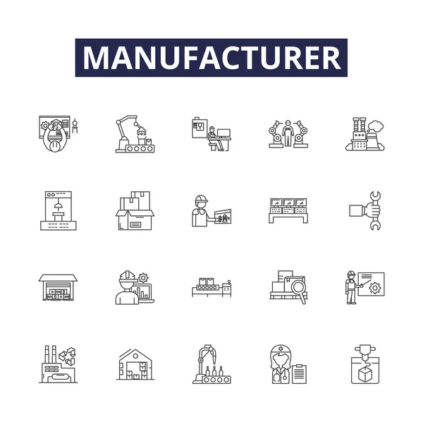 Vektorové Ikony Značky Výrobce Výrobce Fabricator Dodavatel Výrobce Constructor Crafter — Stockový vektor