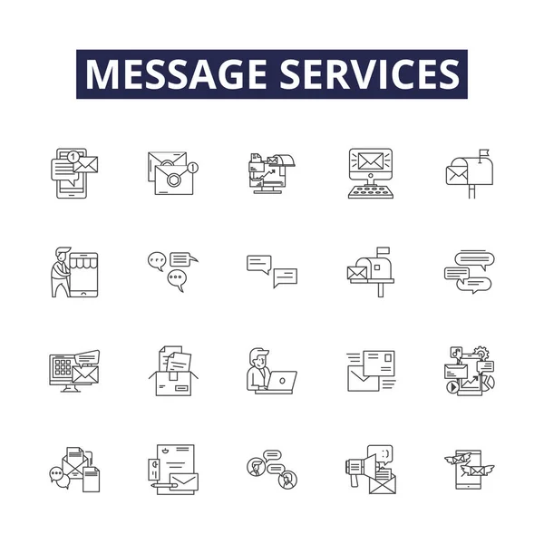 Ikony Znaménka Vektorových Linek Služeb Zpráv Mail Zprávy Chat Texty — Stockový vektor