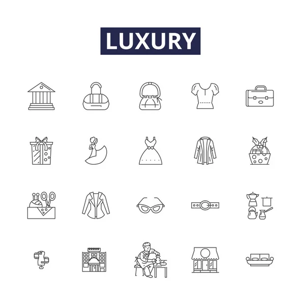Luxury Line Vector Icons Signs Grandeur Lavishness Magnificence Exquisite Splendor — Stock Vector