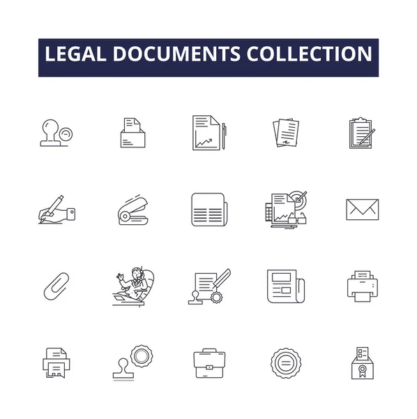 Jogi Dokumentumok Gyűjtősor Vektor Ikonok Jelek Dokumentumok Gyűjtemény Jogi Megállapodás — Stock Vector