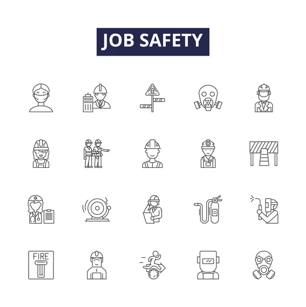 Job Safety Line Vector Icons Signs Avoidance Awareness Prevention Training — Stock Vector