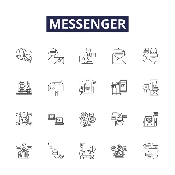 Icônes Signes Vectoriels Ligne Messager App Messenger Ligne Communication Instantané — Image vectorielle