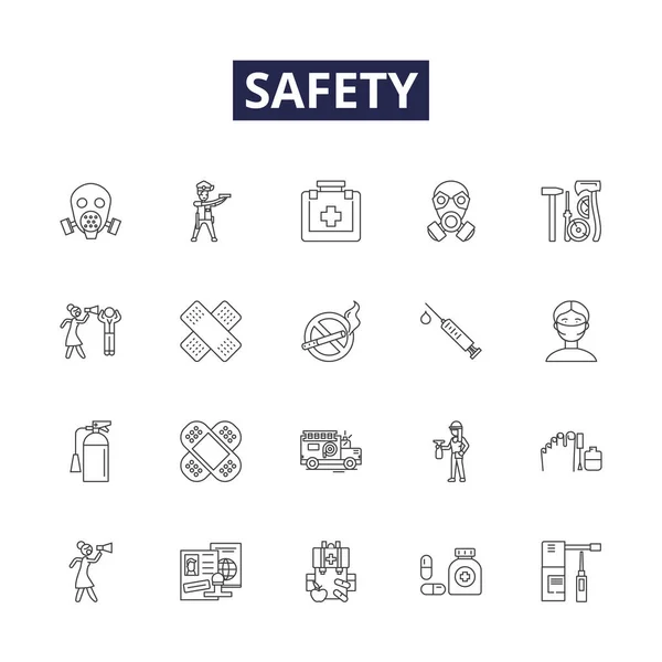 Iconos Signos Vectoriales Línea Seguridad Cauteloso Alerta Fiable Vigilante Protector — Archivo Imágenes Vectoriales
