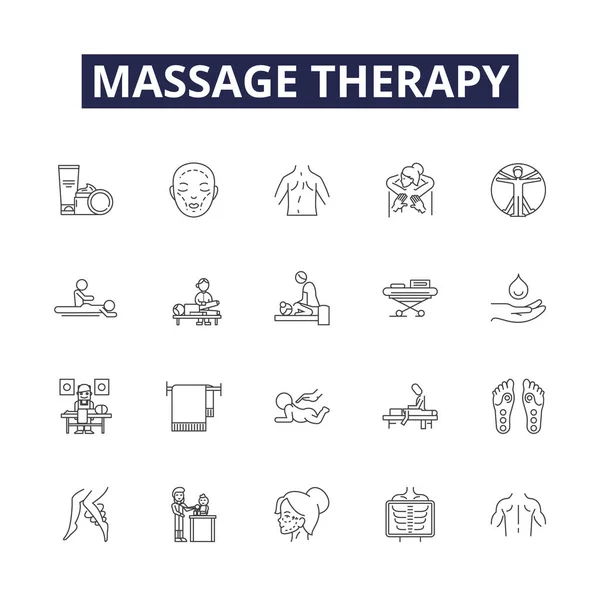 Ikony Znaki Wektorowe Masażu Terapia Relaks Kojący Stres Relaks Muskularny — Wektor stockowy