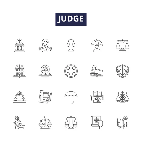 Ikony Znaki Wektorowe Sędziego Zdecyduj Oceń Umpire Adjudge Dictate Juggle — Wektor stockowy