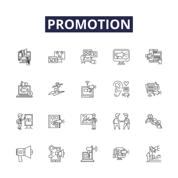 Promotion Line Vector Icons Signs Sales Offer Publicity Incentive Marketing — Stock Vector