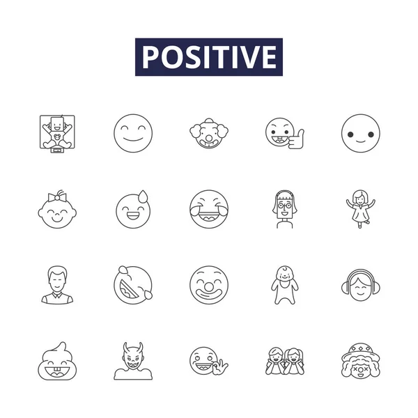 Позитивні Векторні Ікони Знаки Прямої Радість Прихильність Доброта Прийняття Натхнення — стоковий вектор