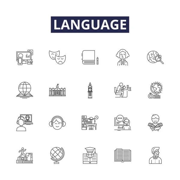 Language Line Vector Icons Signs Language Verbal Vocabulary Dialect Lingual — Stock Vector
