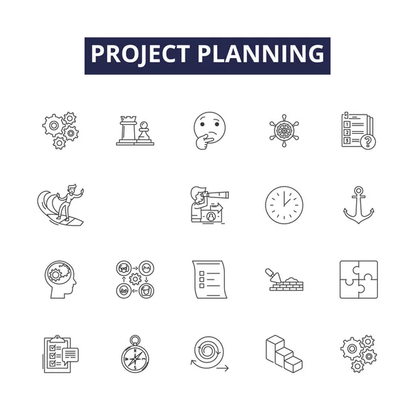 Vektor Symbole Und Zeichen Für Die Projektplanung Planung Management Anforderungen — Stockvektor
