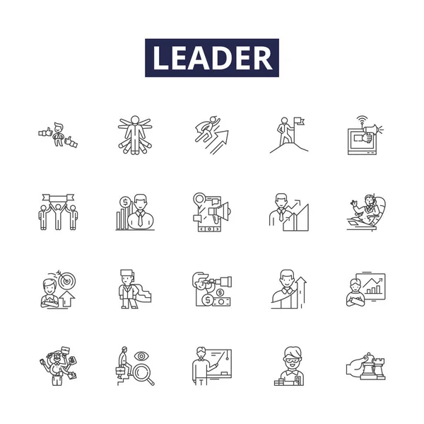 Leader Line Vector Icons Signs Chief Guider Boss Captain Ruler — Stock Vector