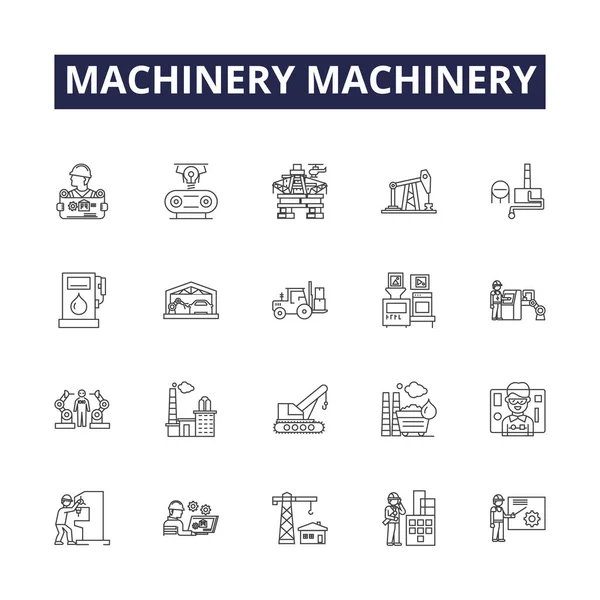 Ikony Znaki Wektorowe Maszyny Maszyny Maszyny Przemysł Technologia Metal Inżynieria — Wektor stockowy