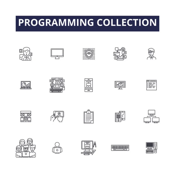 Programování Vektorových Ikon Značek Kolekce Kolekce Kód Jazyk Algoritmus Syntaxe — Stockový vektor