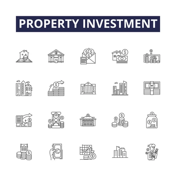 Property Investment Line Vector Pictogrammen Tekens Investeringen Onroerend Goed Investeringen — Stockvector