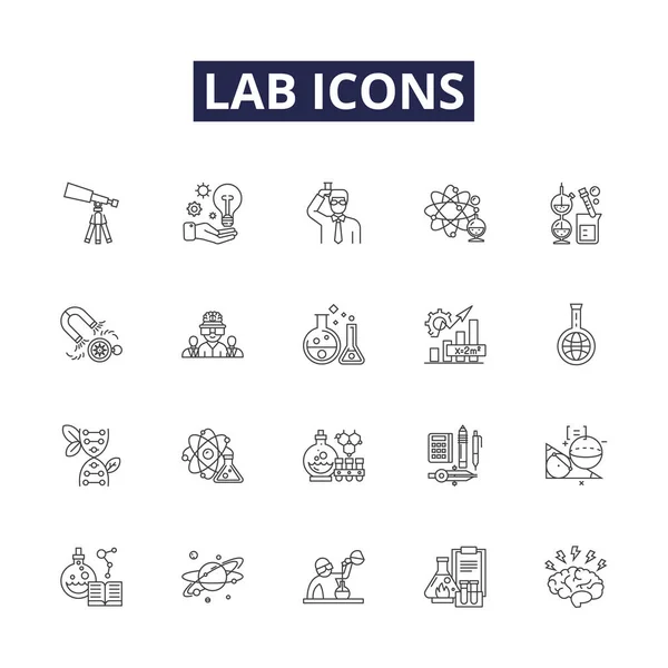 Iconos Laboratorio Línea Vectorial Iconos Signos Iconos Prueba Investigación Experimentos — Vector de stock