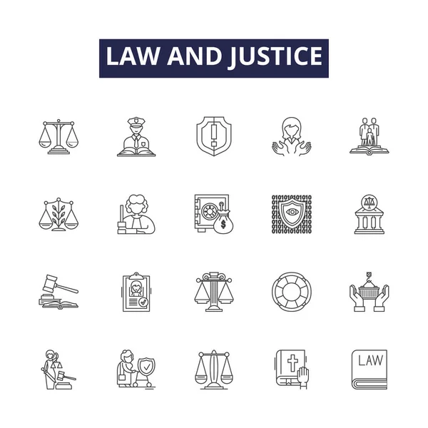 Icone Segni Vettoriali Della Legge Della Giustizia Giustizia Processi Corti — Vettoriale Stock