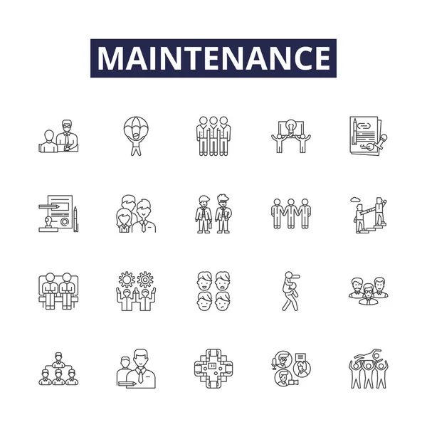 Maintenance Line Vector Icons Signs Repairs Tuning Service Checkup Inspect — Stock Vector