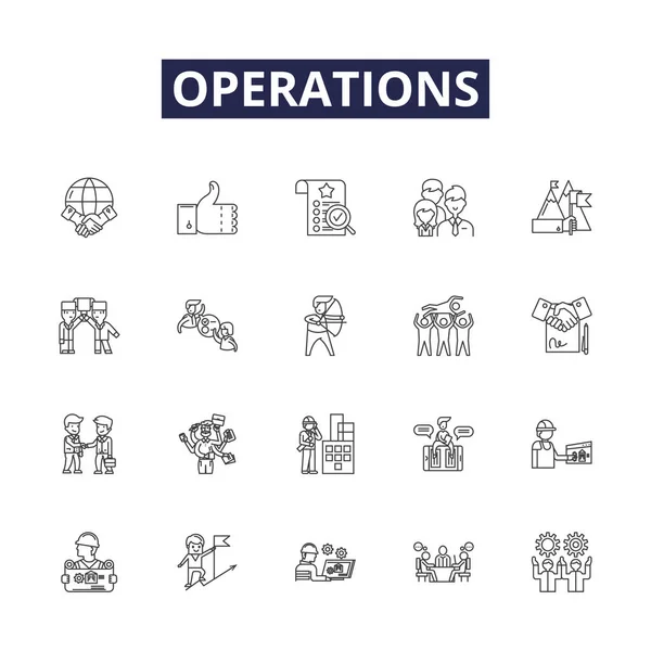 Operations Line Vector Icons Signs Production Maintenance Management Logistics Execution — Stock Vector