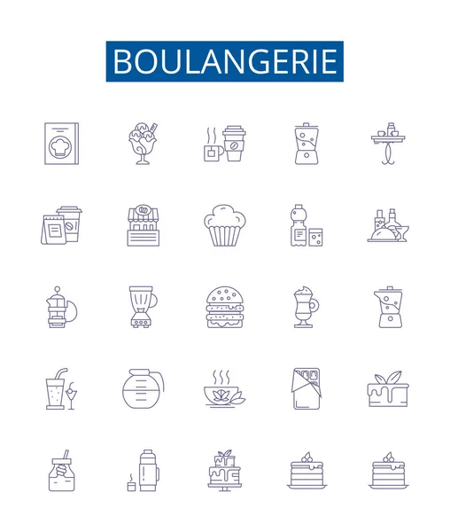 Σήμα Εικονίδια Της Γραμμής Boulangerie Design Collection Bakery Patisserie Ψωμί — Διανυσματικό Αρχείο