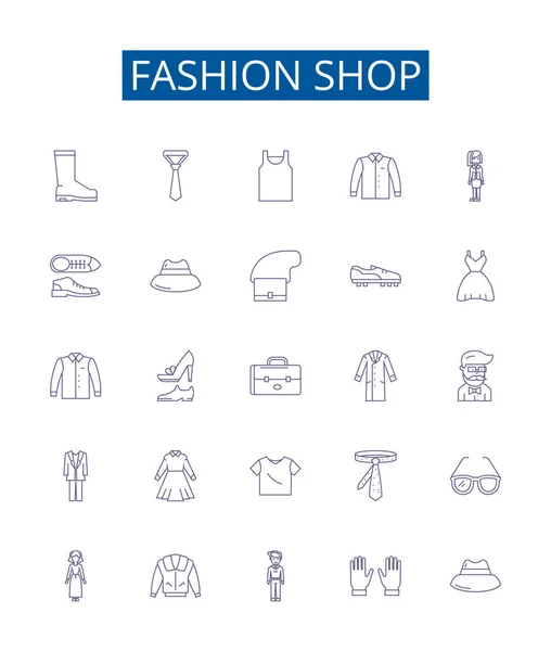 Modelinie Symbole Zeichen Gesetzt Designkollektion Von Mode Shop Bekleidung Boutique — Stockvektor