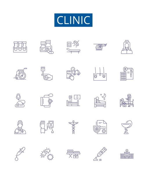 Symbole Der Kliniklinie Werden Gesetzt Designsammlung Von Klinik Gesundheit Zentrum — Stockvektor