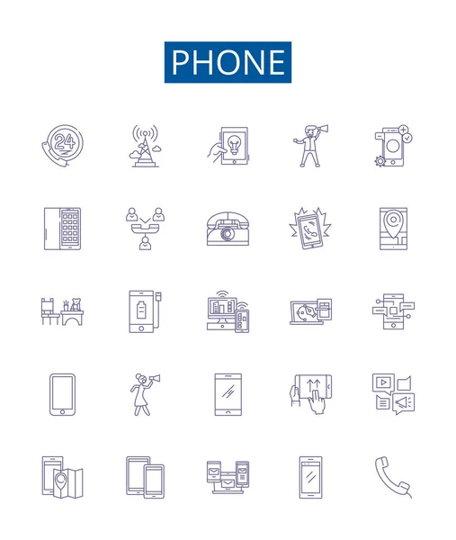 Icônes Ligne Téléphonique Signes Réglés Design Collection Téléphone Mobile Cellulaire — Image vectorielle