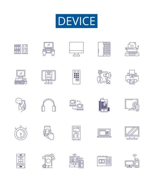 Σήμανση Εικονιδίων Γραμμής Συσκευής Design Συλλογή Της Συσκευής Gadget Εργαλείο — Διανυσματικό Αρχείο