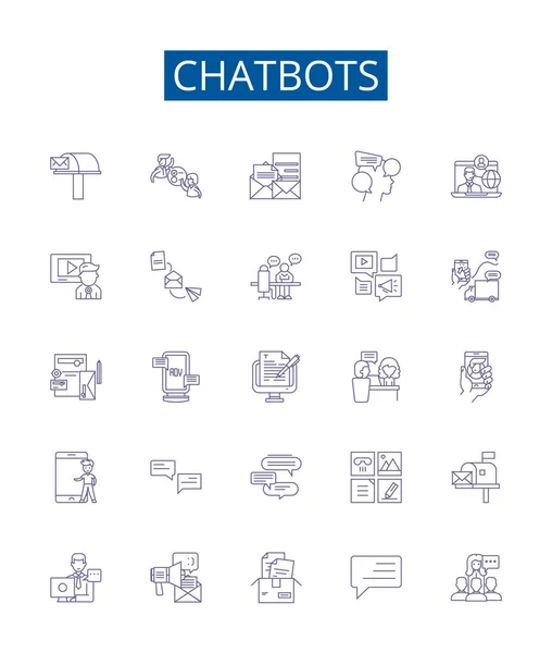 아이콘 Design Collection Chatbots Artificial Intelligence Automated Conversational Interface Learning — 스톡 벡터