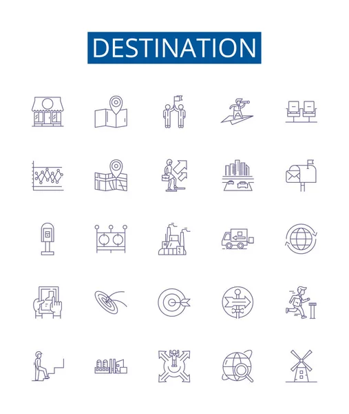 Célvonal Ikonok Beállítva Design Gyűjteménye Destination Eredmény Cél Kívánság Cél — Stock Vector