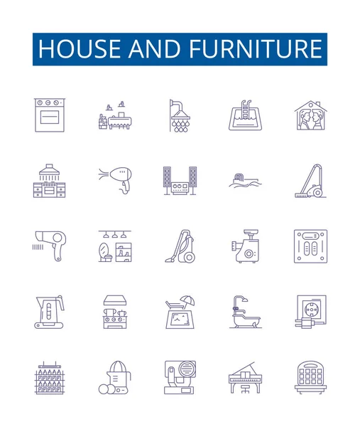 Haus Und Möbelsymbole Werden Gesetzt Designkollektion Von Haus Möbel Wohnung — Stockvektor